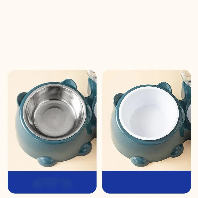 Pet Double Cat Dog Food And Water Bowl