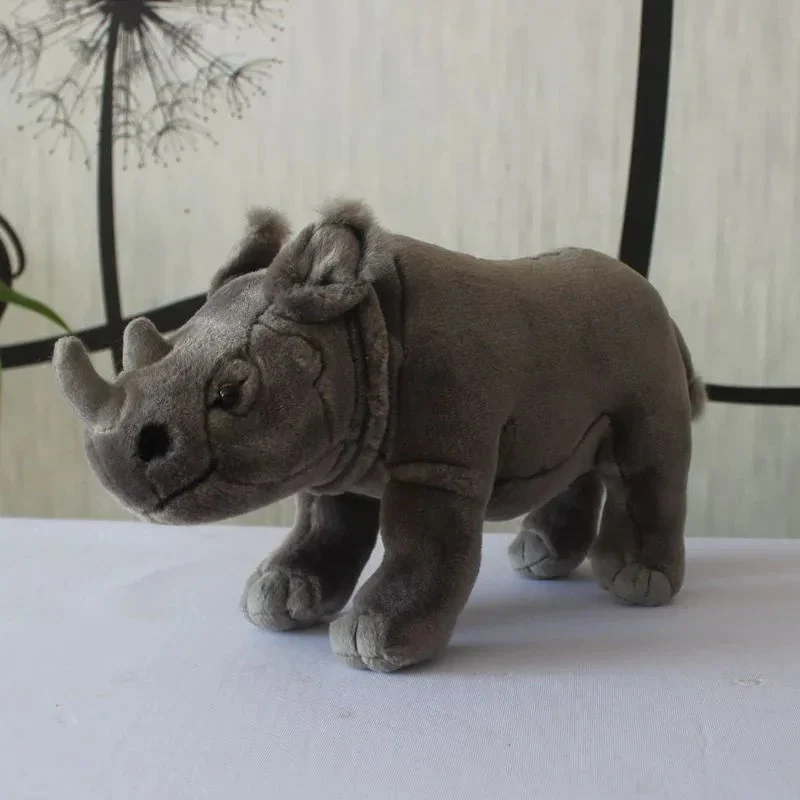 Grey Double-Horned Rhino Plush Toy