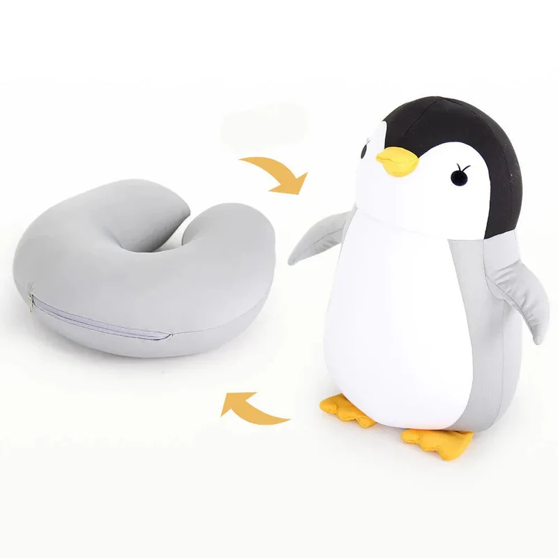 Soft Penguin Plush Toy And U-Shaped Cute Neck Home Office Car Travel Pillow In One