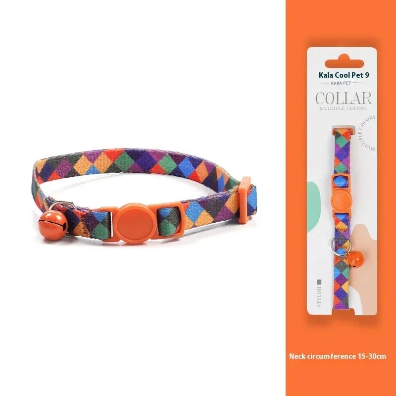 Woven Collar Bell Anti-Suffocation Comfortable Safety Buckle Pet Cat Decoration