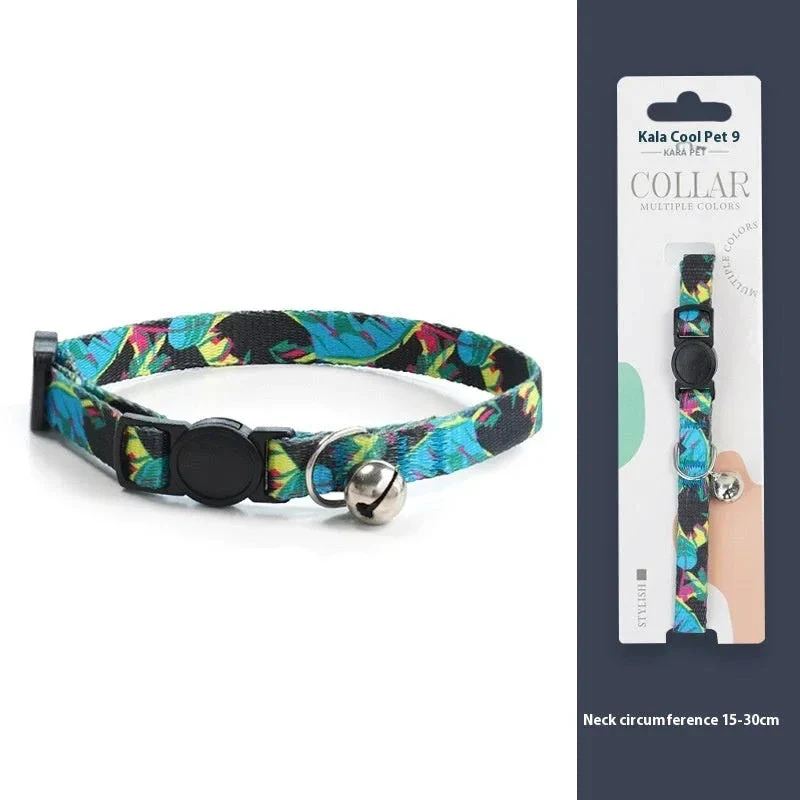 Woven Collar Bell Anti-Suffocation Comfortable Safety Buckle Pet Cat Decoration