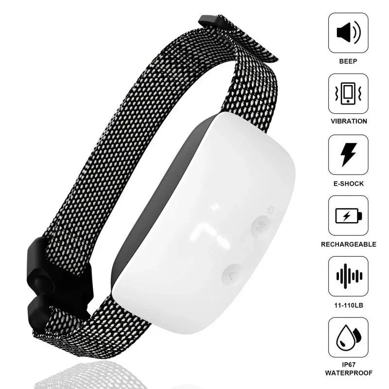 Pet Dog Training Collar Bark Stopper Trainer With Digital LED Display Screen