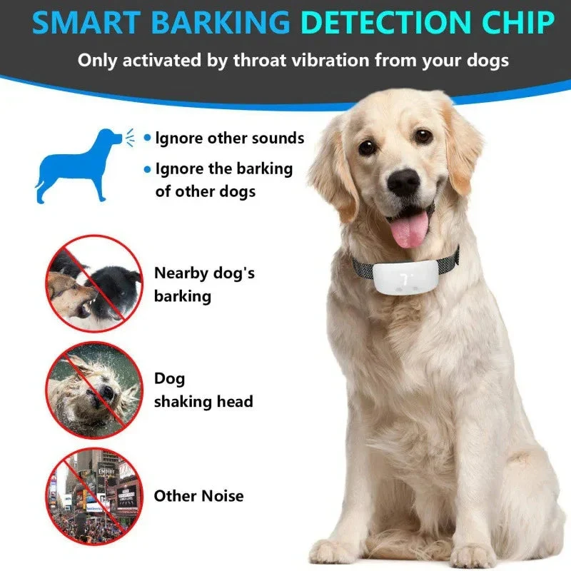 Pet Dog Training Collar Bark Stopper Trainer With Digital LED Display Screen