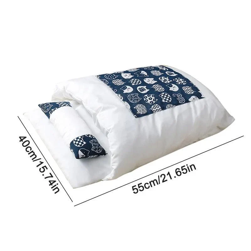 Cat Dog Pet Warm Cozy Cushion Bed With Blanket Design Pet Sleeping Bag