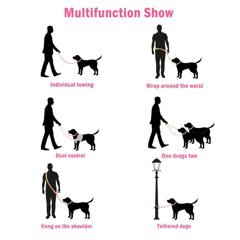 Pet Dog Cat Walking Multi-Purpose Reflective Rope Leash