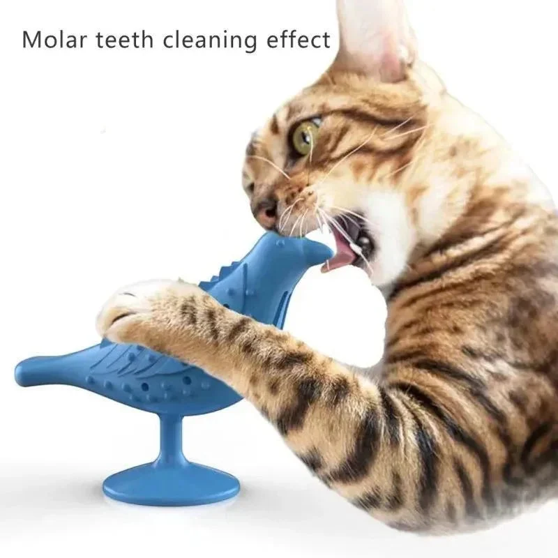 Funny Treat Leaking Cat Toy Interactive Bird Shape Bite Chewing Grinding Teeth Pet Toy