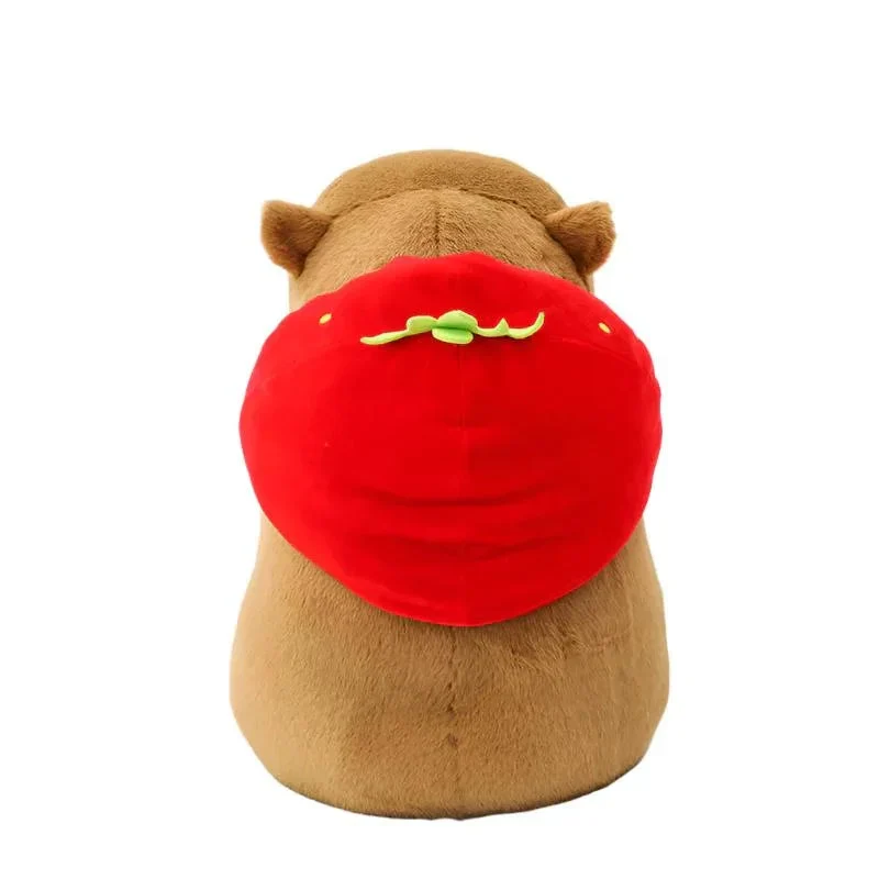 Creative Stuffed Animal Children's Cartoon Capybara Doll With Strawberry Hat Plush Toy