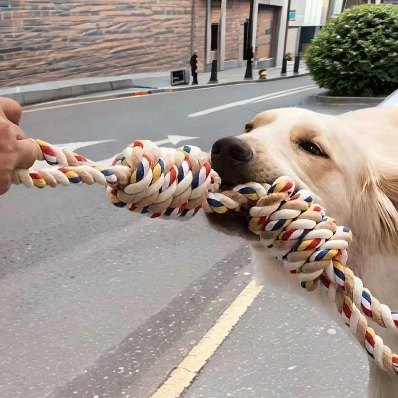 Pet Large Rope Knot Teeth Grinding Cleaning Cat Dog Interactive Chew Toy Training Supplies