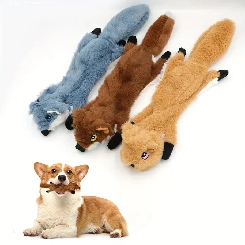 Bite Resistant Vocalized Plush Foxes Squirrels Wolves Dog Chew Toys Pet Supplies