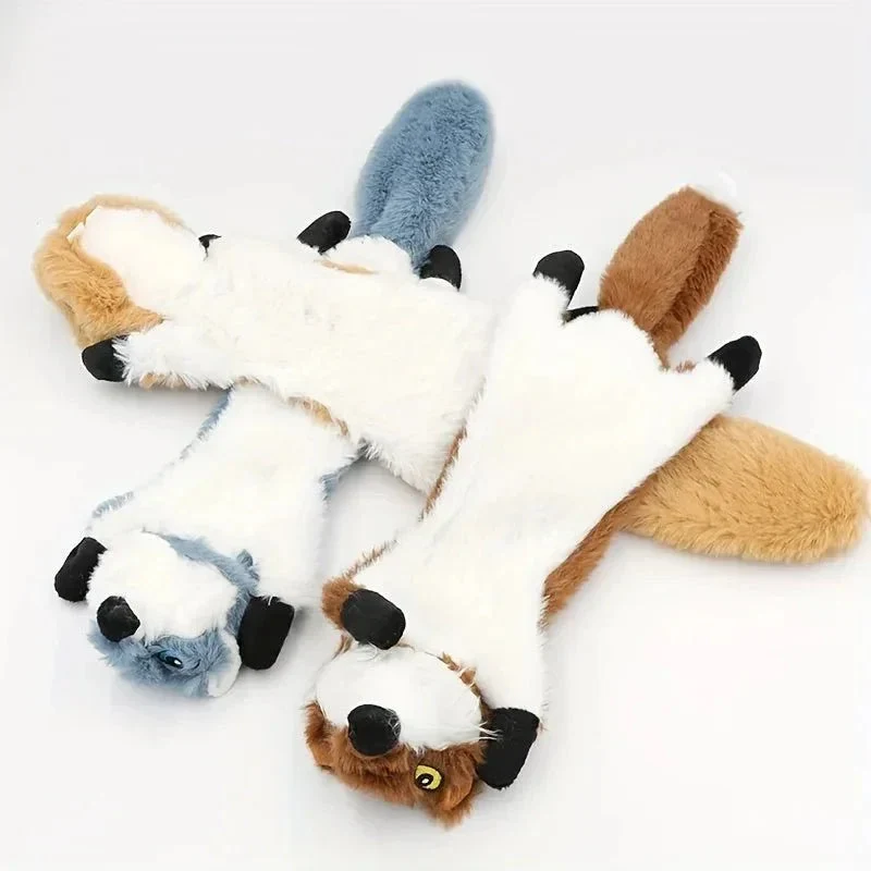 Bite Resistant Vocalized Plush Foxes Squirrels Wolves Dog Chew Toys Pet Supplies